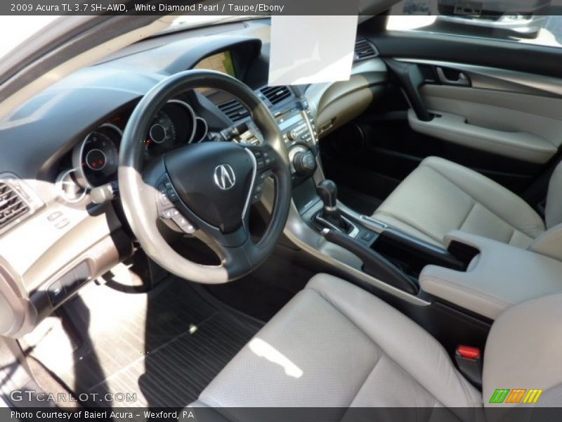 White Diamond Pearl / Taupe/Ebony 2009 Acura TL 3.7 SH-AWD