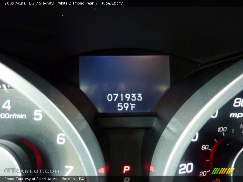 White Diamond Pearl / Taupe/Ebony 2009 Acura TL 3.7 SH-AWD