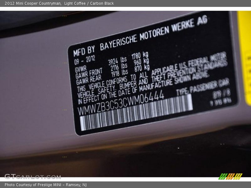 Light Coffee / Carbon Black 2012 Mini Cooper Countryman