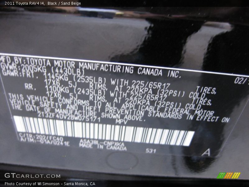 Black / Sand Beige 2011 Toyota RAV4 I4
