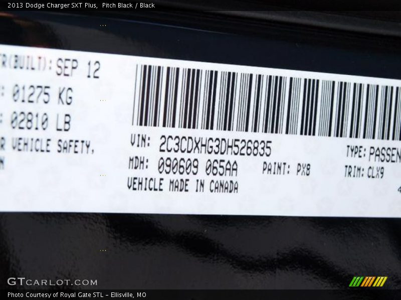 Pitch Black / Black 2013 Dodge Charger SXT Plus