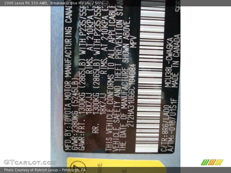 Breakwater Blue Metallic / Ivory 2006 Lexus RX 330 AWD
