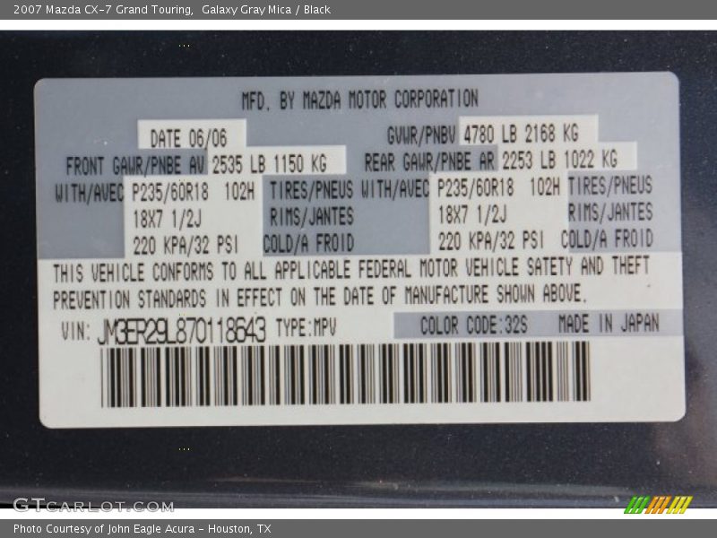 Galaxy Gray Mica / Black 2007 Mazda CX-7 Grand Touring