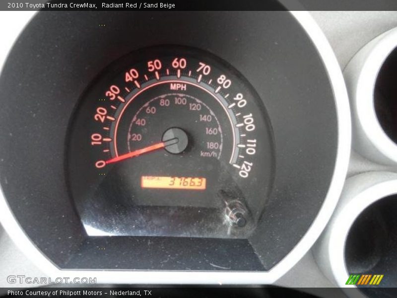 Radiant Red / Sand Beige 2010 Toyota Tundra CrewMax