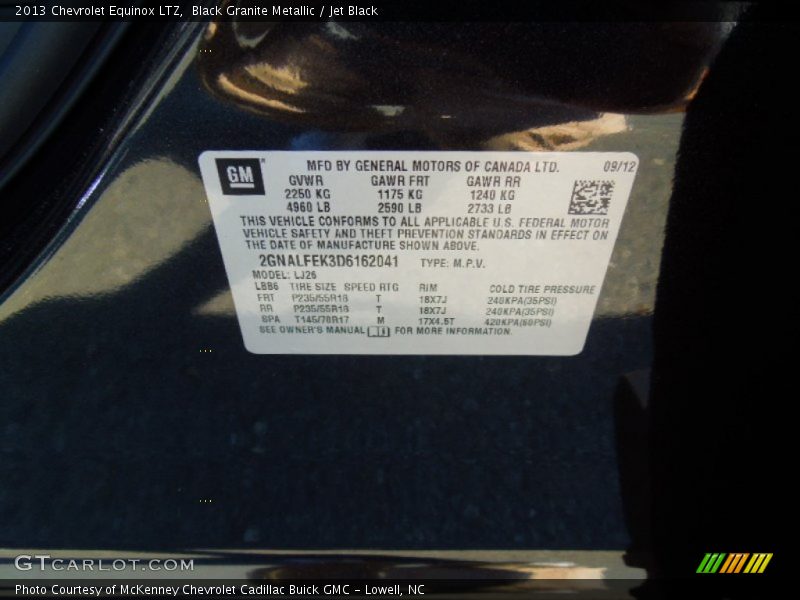 Black Granite Metallic / Jet Black 2013 Chevrolet Equinox LTZ