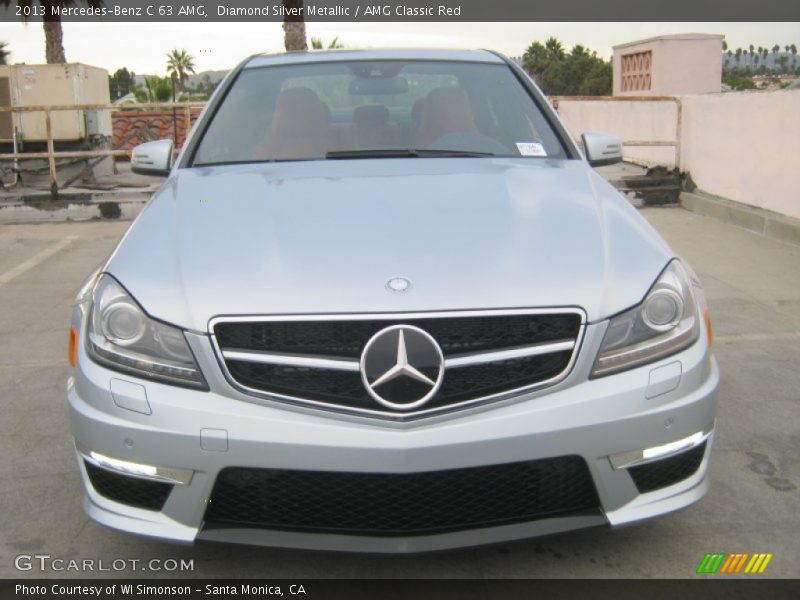 Diamond Silver Metallic / AMG Classic Red 2013 Mercedes-Benz C 63 AMG