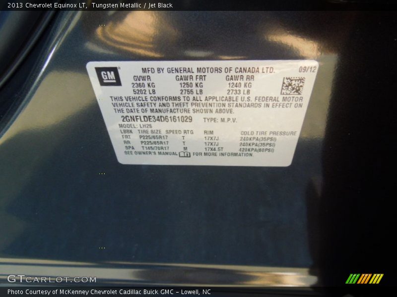 Tungsten Metallic / Jet Black 2013 Chevrolet Equinox LT