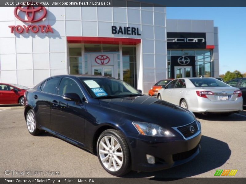 Black Sapphire Pearl / Ecru Beige 2010 Lexus IS 250 AWD