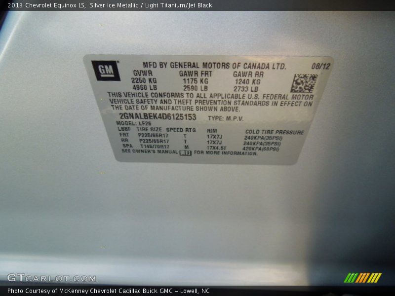Silver Ice Metallic / Light Titanium/Jet Black 2013 Chevrolet Equinox LS