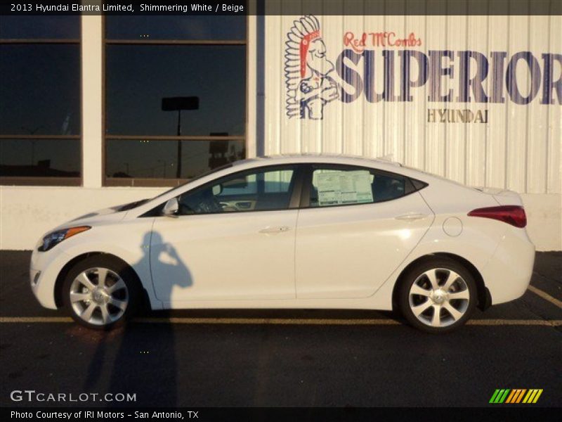 Shimmering White / Beige 2013 Hyundai Elantra Limited