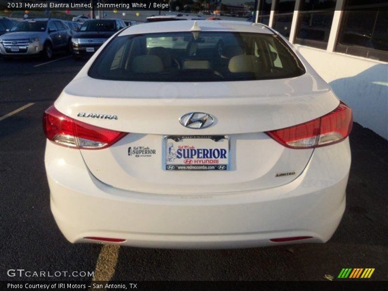 Shimmering White / Beige 2013 Hyundai Elantra Limited
