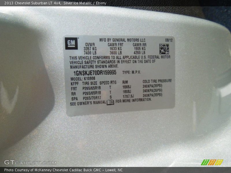 Silver Ice Metallic / Ebony 2013 Chevrolet Suburban LT 4x4