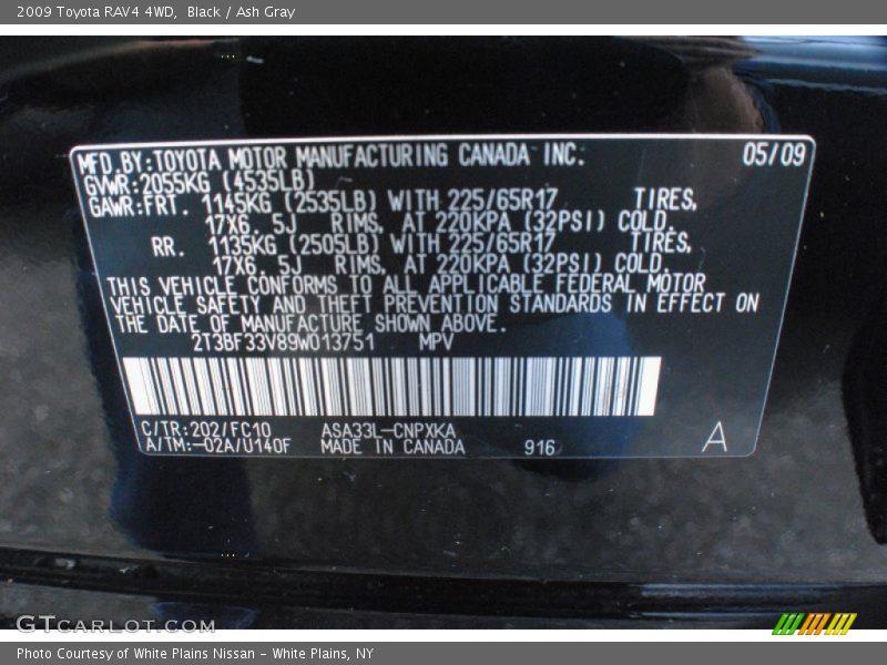 Black / Ash Gray 2009 Toyota RAV4 4WD