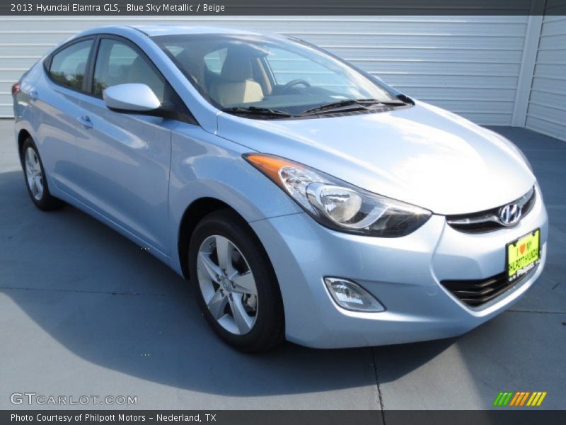 Blue Sky Metallic / Beige 2013 Hyundai Elantra GLS