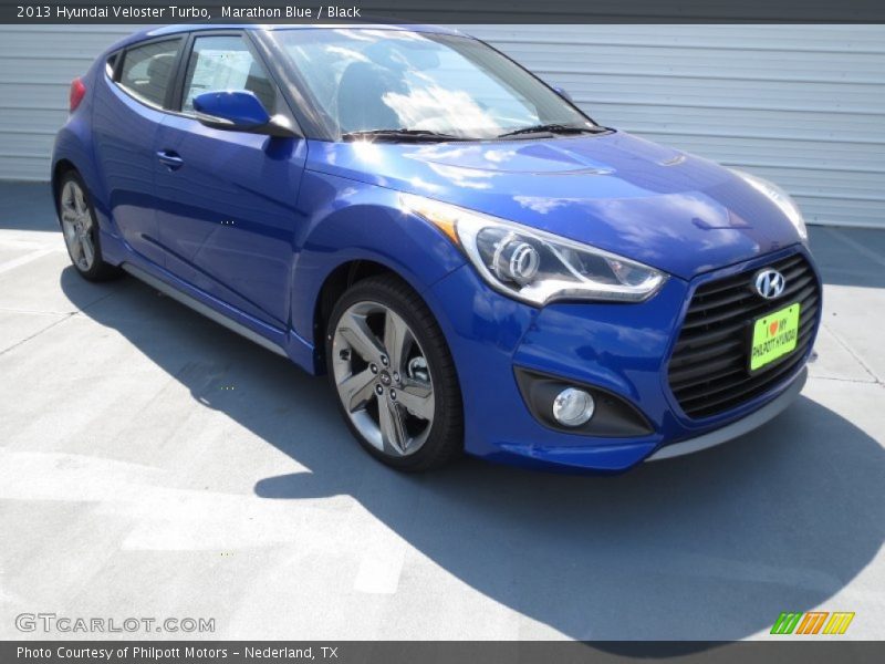 Marathon Blue / Black 2013 Hyundai Veloster Turbo
