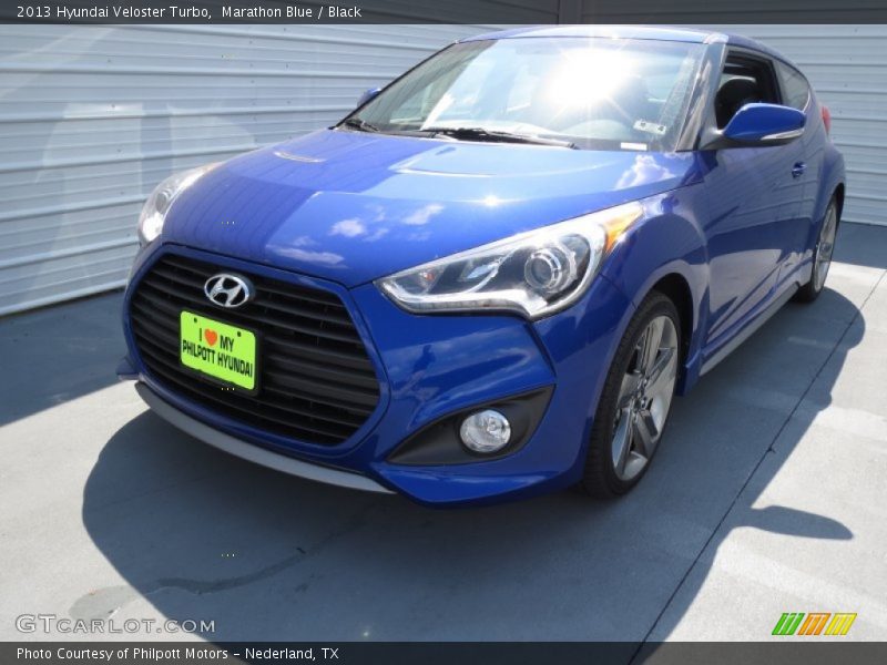 Marathon Blue / Black 2013 Hyundai Veloster Turbo
