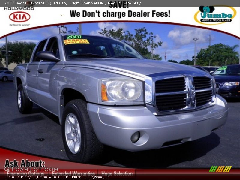 Bright Silver Metallic / Medium Slate Gray 2007 Dodge Dakota SLT Quad Cab