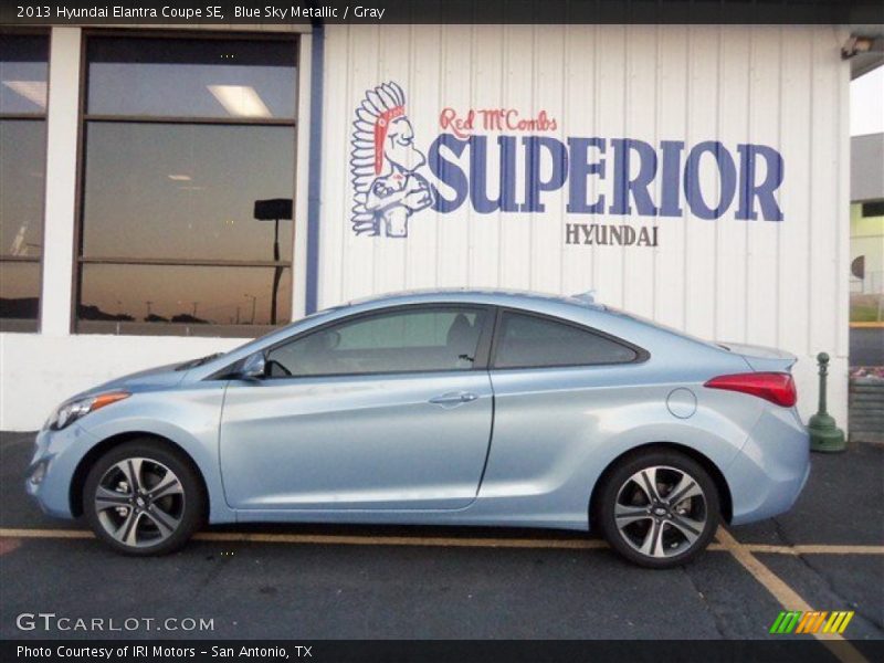 Blue Sky Metallic / Gray 2013 Hyundai Elantra Coupe SE