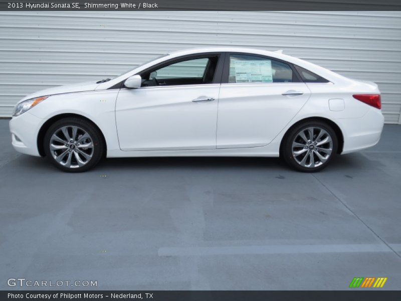 Shimmering White / Black 2013 Hyundai Sonata SE