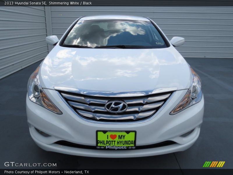 Shimmering White / Black 2013 Hyundai Sonata SE