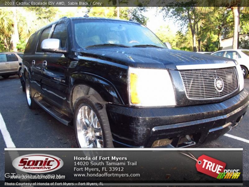 Sable Black / Grey 2003 Cadillac Escalade ESV AWD