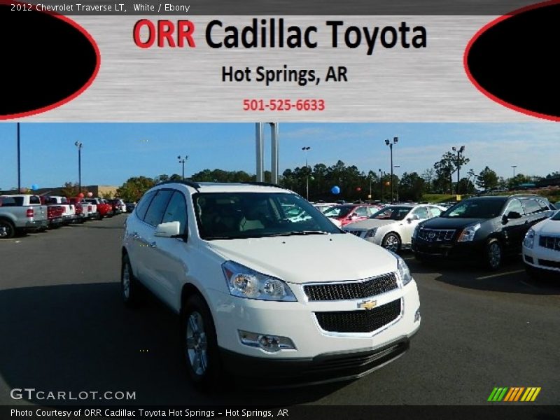 White / Ebony 2012 Chevrolet Traverse LT