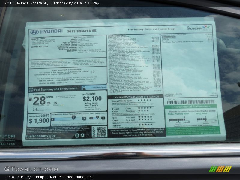 Harbor Gray Metallic / Gray 2013 Hyundai Sonata SE