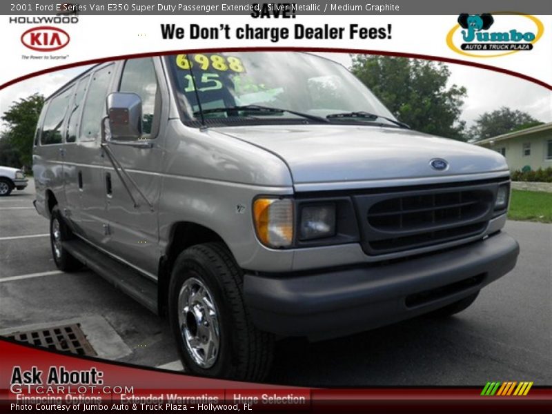 Silver Metallic / Medium Graphite 2001 Ford E Series Van E350 Super Duty Passenger Extended