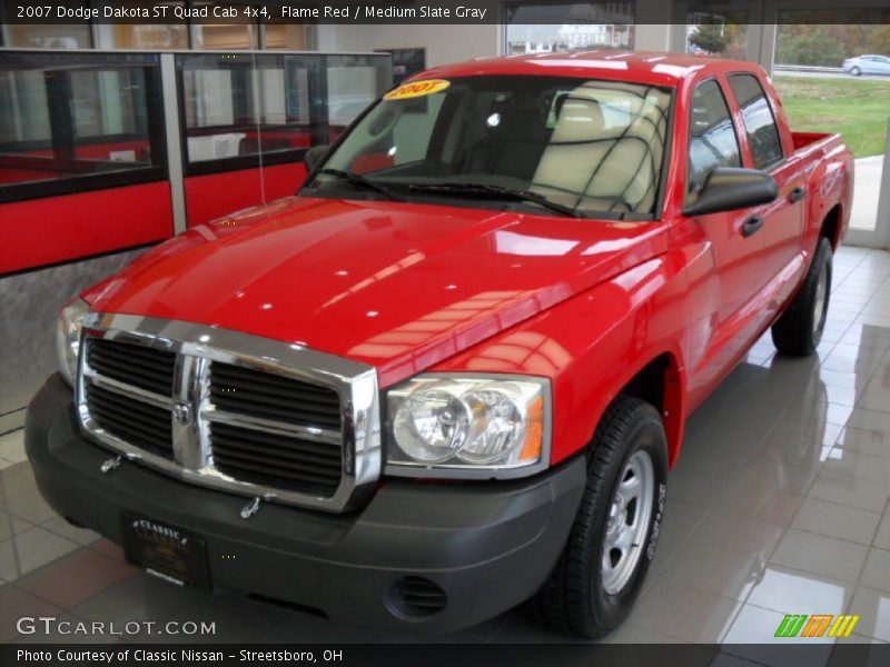 Flame Red / Medium Slate Gray 2007 Dodge Dakota ST Quad Cab 4x4
