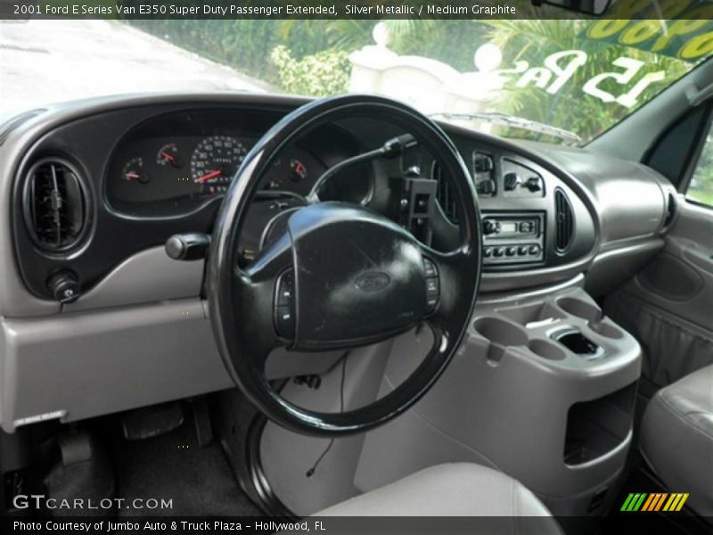Silver Metallic / Medium Graphite 2001 Ford E Series Van E350 Super Duty Passenger Extended