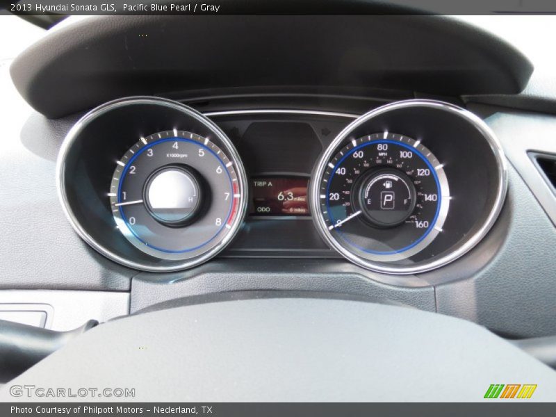 Pacific Blue Pearl / Gray 2013 Hyundai Sonata GLS
