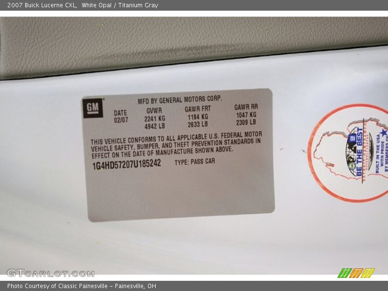 White Opal / Titanium Gray 2007 Buick Lucerne CXL