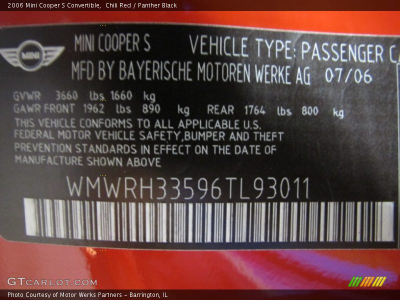 Chili Red / Panther Black 2006 Mini Cooper S Convertible