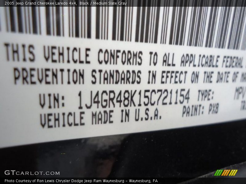 Black / Medium Slate Gray 2005 Jeep Grand Cherokee Laredo 4x4