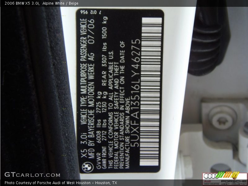 Alpine White / Beige 2006 BMW X5 3.0i