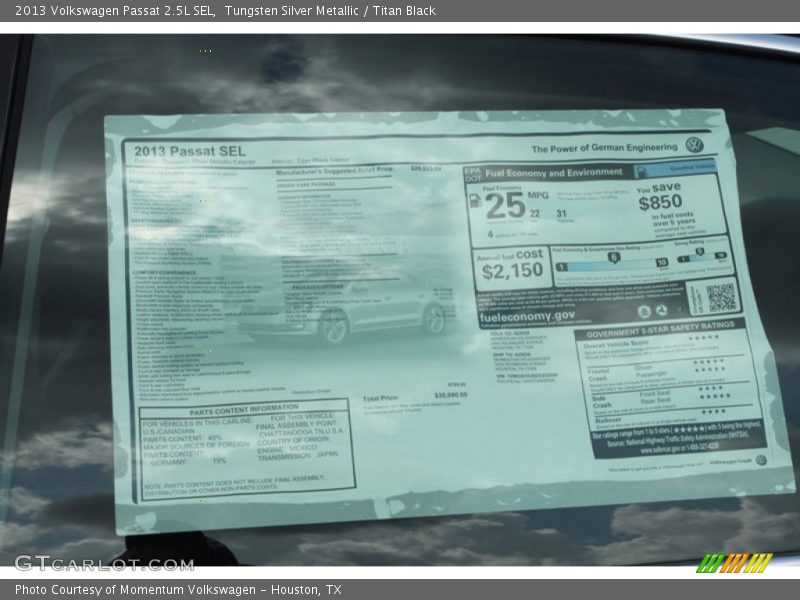 Tungsten Silver Metallic / Titan Black 2013 Volkswagen Passat 2.5L SEL