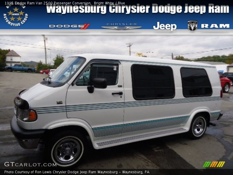 Bright White / Blue 1995 Dodge Ram Van 2500 Passenger Conversion