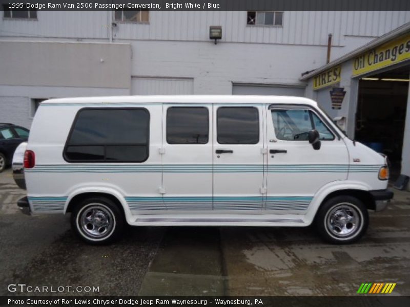 Bright White / Blue 1995 Dodge Ram Van 2500 Passenger Conversion
