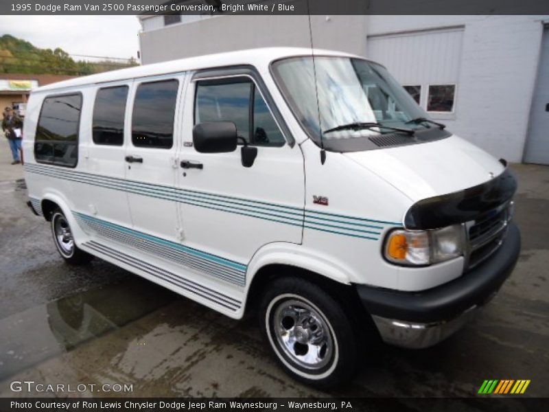 Bright White / Blue 1995 Dodge Ram Van 2500 Passenger Conversion