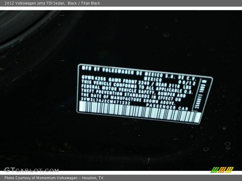 Black / Titan Black 2012 Volkswagen Jetta TDI Sedan