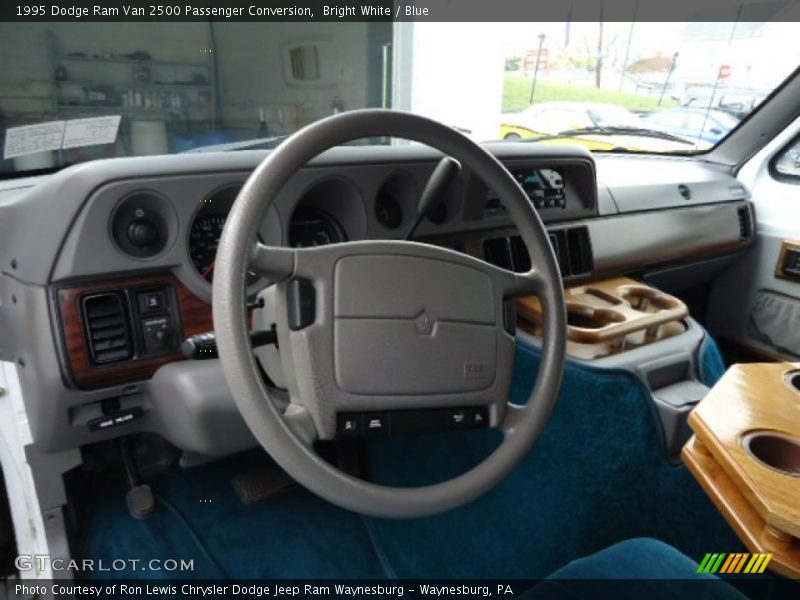 Bright White / Blue 1995 Dodge Ram Van 2500 Passenger Conversion