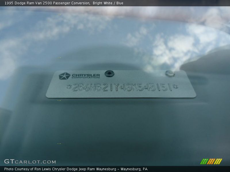 Bright White / Blue 1995 Dodge Ram Van 2500 Passenger Conversion