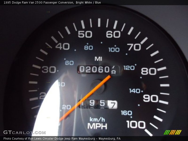 Bright White / Blue 1995 Dodge Ram Van 2500 Passenger Conversion