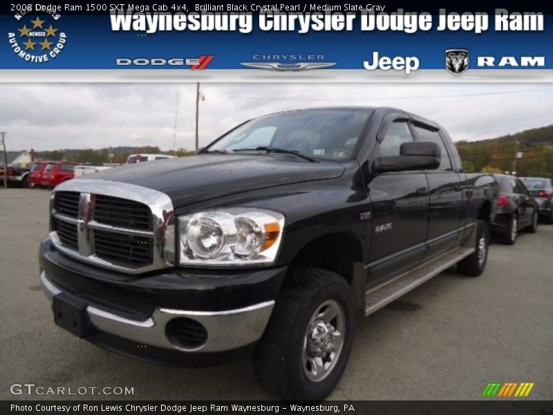 Brilliant Black Crystal Pearl / Medium Slate Gray 2008 Dodge Ram 1500 SXT Mega Cab 4x4