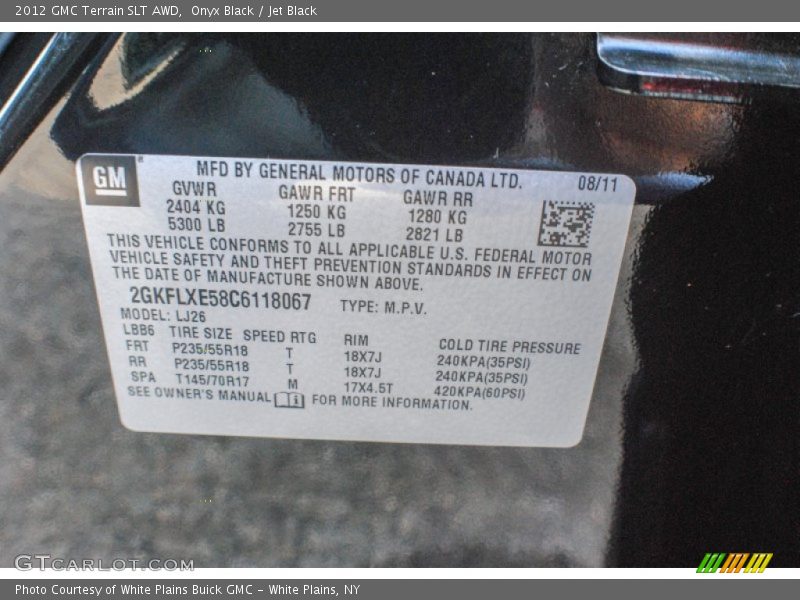 Onyx Black / Jet Black 2012 GMC Terrain SLT AWD