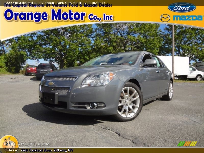 Dark Gray Metallic / Ebony/Brick 2009 Chevrolet Malibu LTZ Sedan