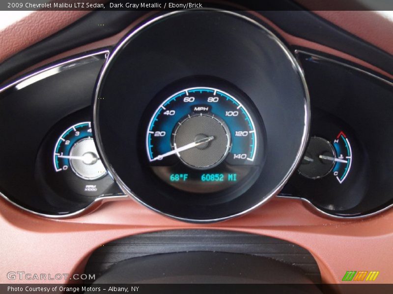 Dark Gray Metallic / Ebony/Brick 2009 Chevrolet Malibu LTZ Sedan