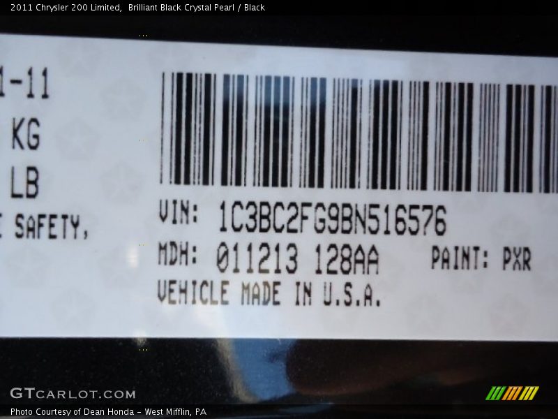 Brilliant Black Crystal Pearl / Black 2011 Chrysler 200 Limited