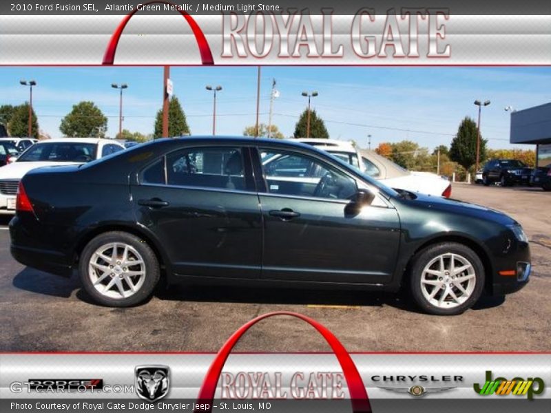 Atlantis Green Metallic / Medium Light Stone 2010 Ford Fusion SEL