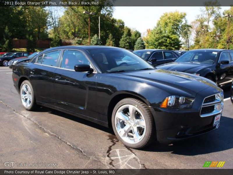 Pitch Black / Black/Red 2013 Dodge Charger SXT Plus
